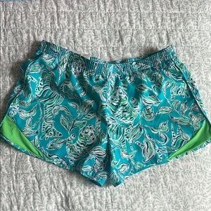 Lilly Pulitzer Blue and Green Athletic Shorts with Elastic Waistband